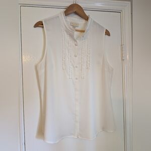 Modcloth Ivory Sleeveless Blouse